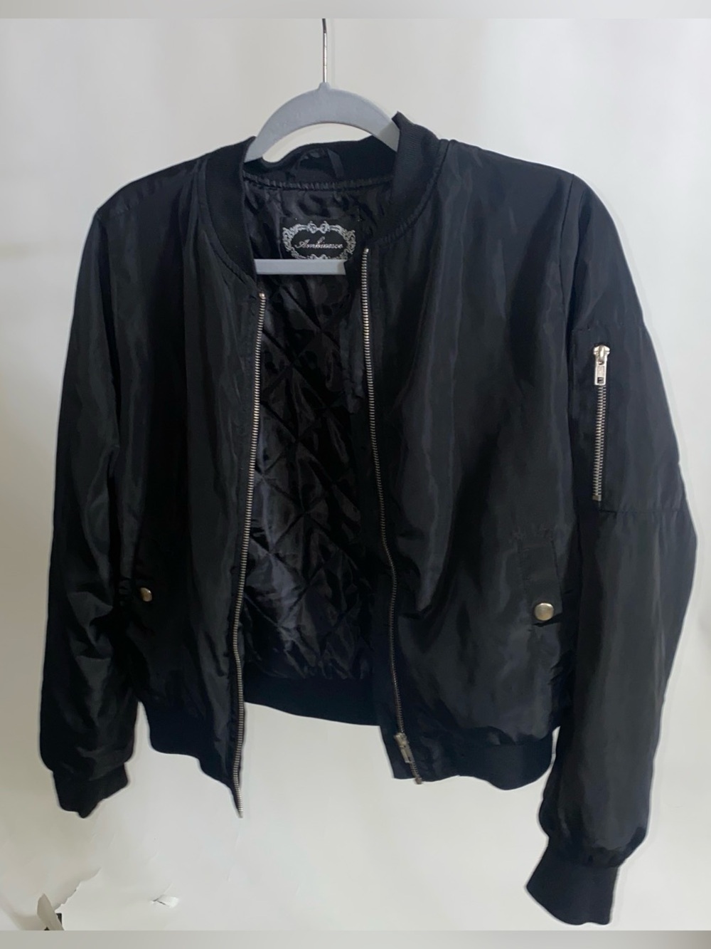 Ambiance Black Quilted Bomber Jacket